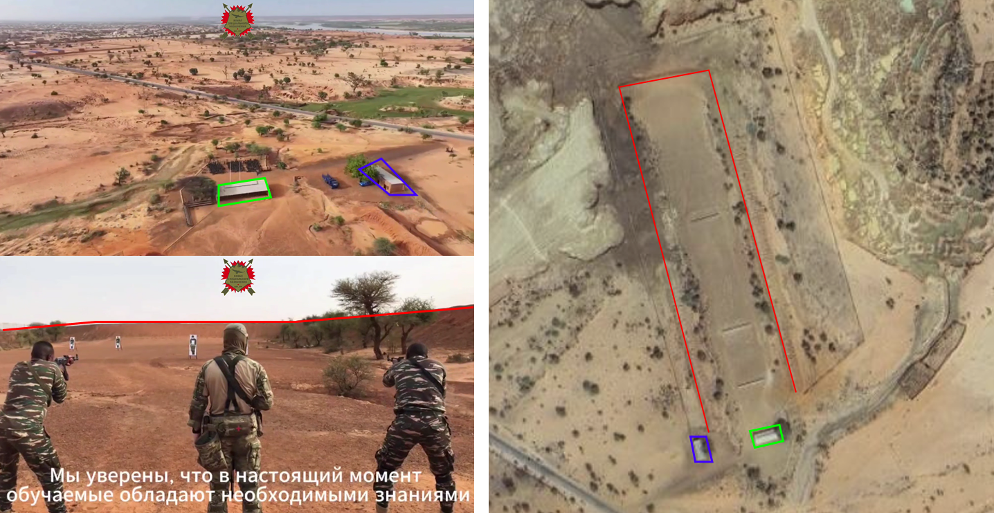 Geolocation of Africa Corps firearms training footage filmed in 2024 to southwestern Niamey [13.581001, 2.013836] (source: okspn on Telegram).